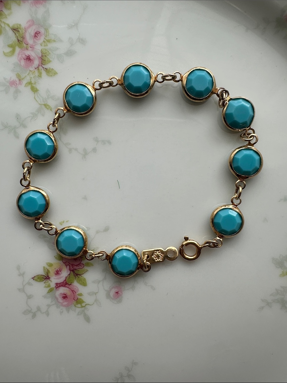 Joan Rivers Classics Collection Faux Turquoise Cabochon Link Bracelet - Pristine